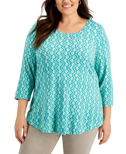 JM Collection Plus Size 3/4 Sleeve Printed Top