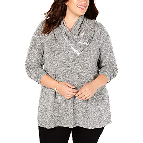 Style & Co Plus Size Lace Trimmed Cowl Neck Top