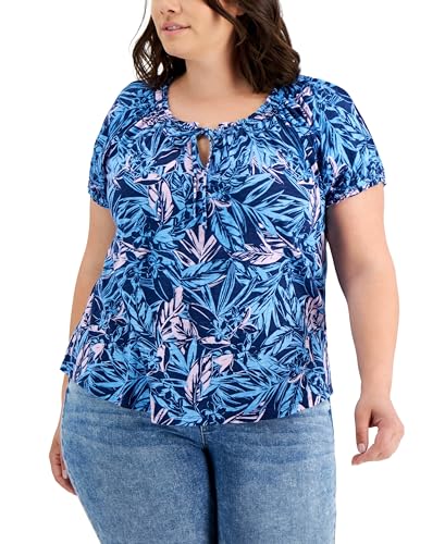 Style & Co Plus Size Printed Puff Sleeve Top