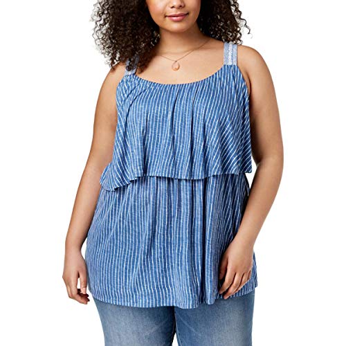 Style & Co Plus Size Printed Flounce Sleeveless Top