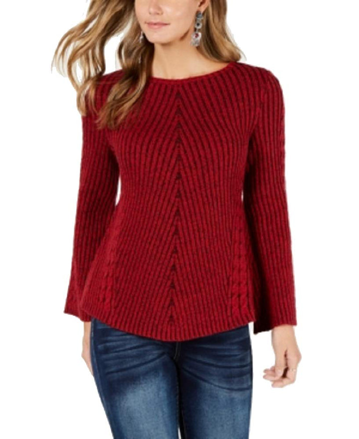 Style & Co Ribbed Cabled Fitted Sweater