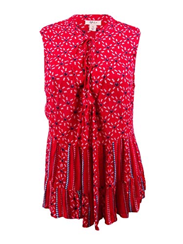 Style & Co Plus Size Printed Lace Up Sleeveless Peasant Top