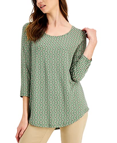 JM Collection Petite Printed 3/4 Sleeve Top