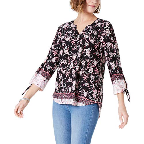 Style & Co Printed Tie Cuff Tunic