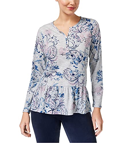 Style & Co Printed Peplum Henley