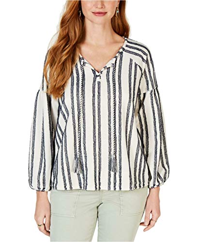 Style & Co Striped Tassel Top