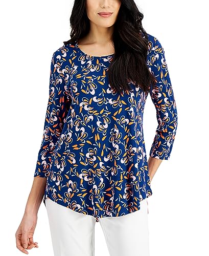 JM Collection Printed 3/4 Sleeve Top