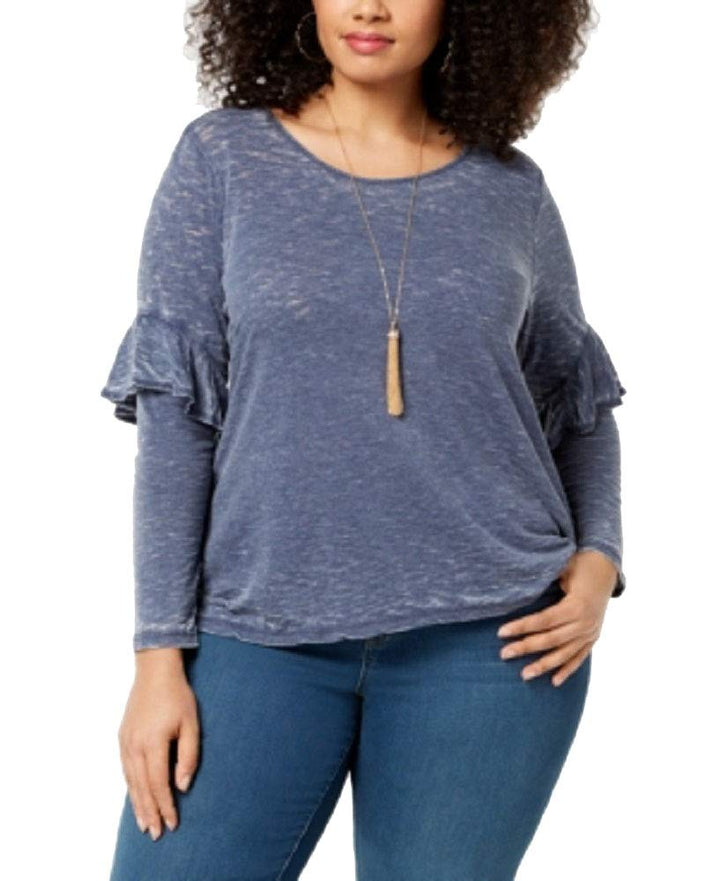 Style & Co Plus Size Burnout Ruffled Sleeve Top