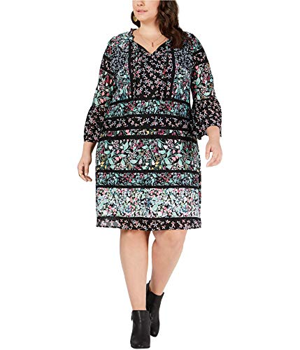 Style & Co Plus Size Mixed Print Trim Dress