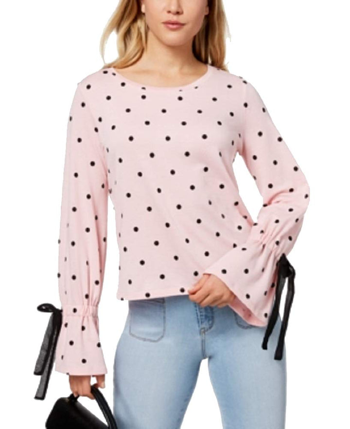 Bell-Sleeve Polka-Dot Top