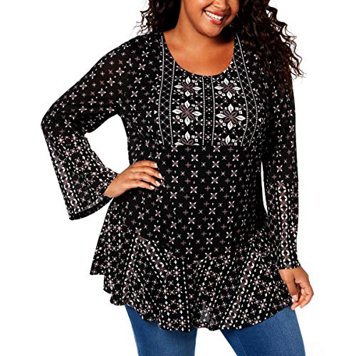 Style & Co Plus Size Mixed Print Flounce Hem Top