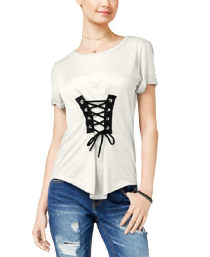 Almost Famous Juniors Corset Front High Low T-Shirt