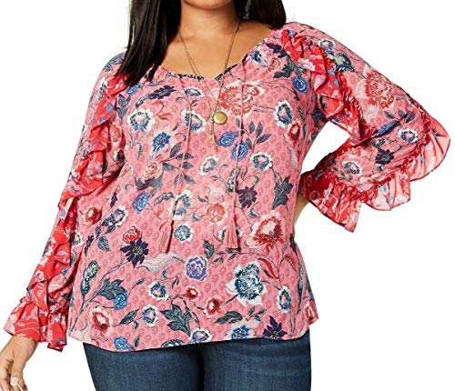 Style & Co Plus Size Ruffled Multi Floral Print Top