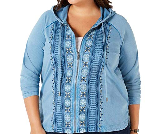 Style & Co Plus Size Cotton Embroidered Hoodie