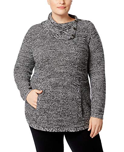 Style & Co Plus Size Envelope Collar Marled Sweater