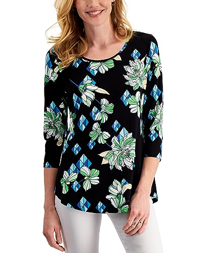 JM Collection Petite 3/4 Sleeve Printed Top