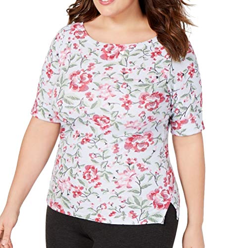 Plus Size Printed Boat-Neck Top