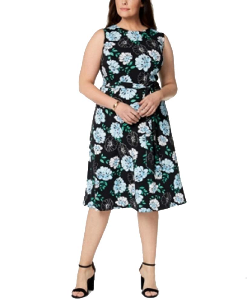 Charter Club Plus Size Floral-Print Midi Dress (Deep Black Combo, 1X)
