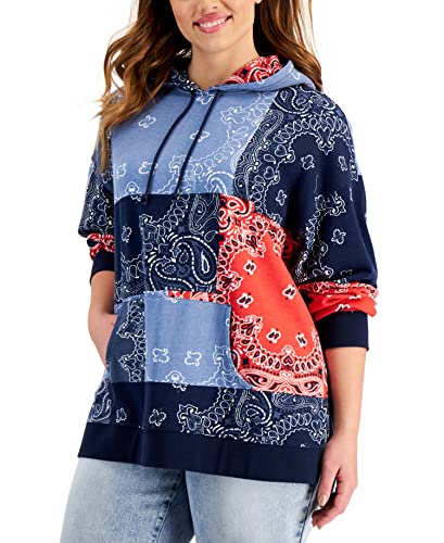 Style & Co Plus Size Bandana Patch Oversized Hoodie