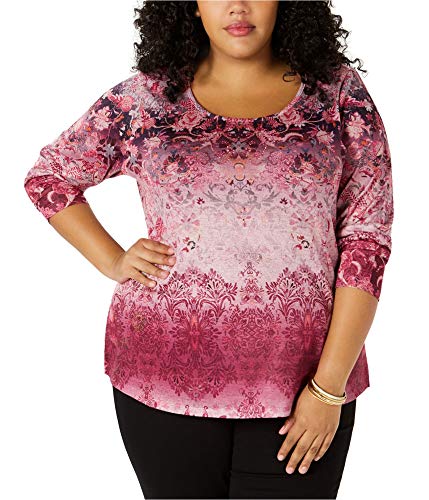 Style & Co Plus Size Printed Embellished Top