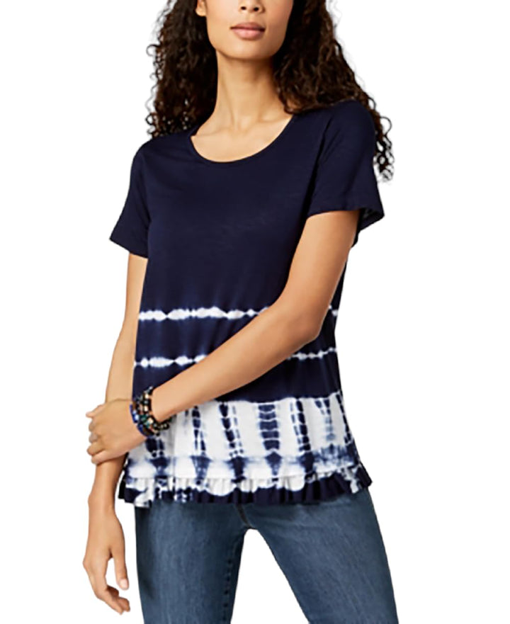 Style & Co Tie Dyed Ruffle T-Shirt