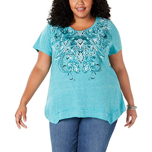 Style & Co Plus Size Graphic Handkerchief Hem Top