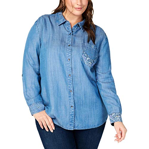 Style & Co Plus Size Bandana Print Button Up Shirt