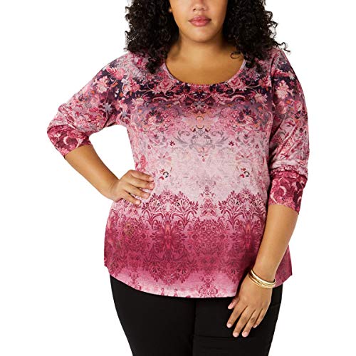 Style & Co Plus Size Printed Embellished Top