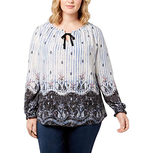 Style & Co Plus Size Printed Peasant Top
