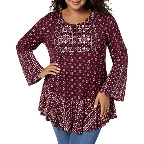 Style & Co Plus Size Mixed Print Flounce Hem Top