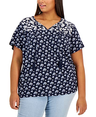 Style & Co Plus Size Tie Neck Top