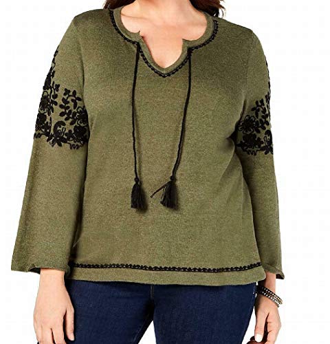 Style & Co Plus Size Embroidered Peasant Sweater