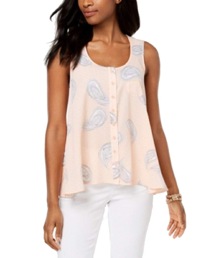 Style & Co Printed Button Front Blouse