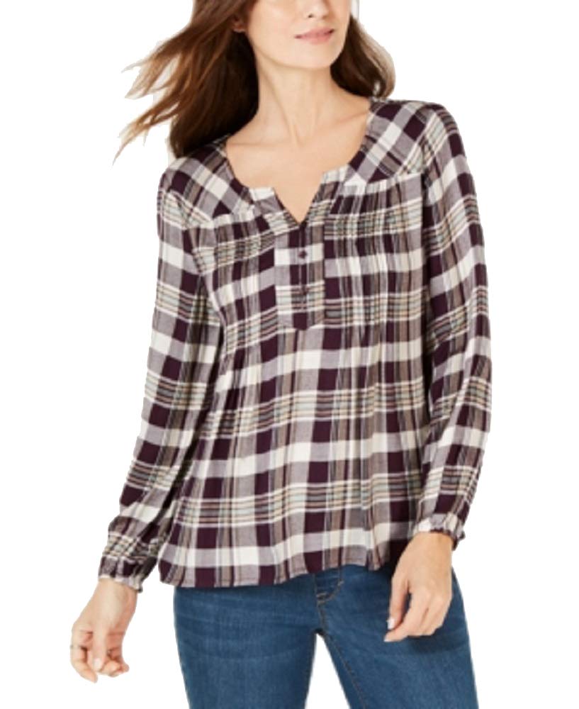 Style & Co Plaid Pintuck Shirt
