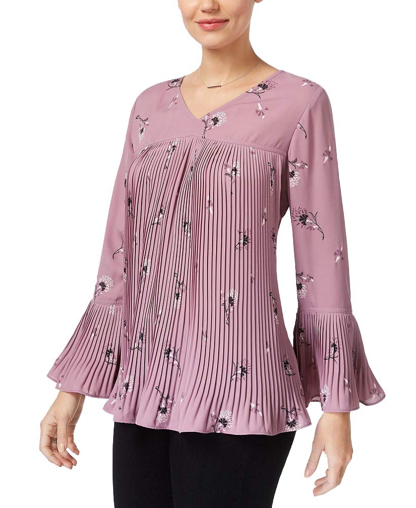 Style & Co Pleated Bell Sleeve Blouse