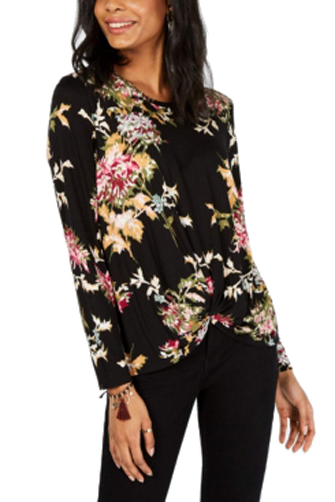 Style & Co Tie Dyed Twist Hem Top