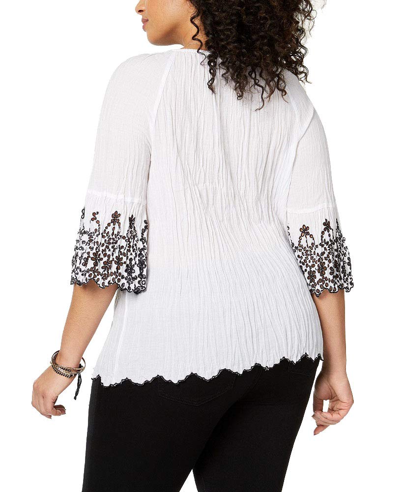 Style & Co Plus Size Cotton Eyelet Trim Top