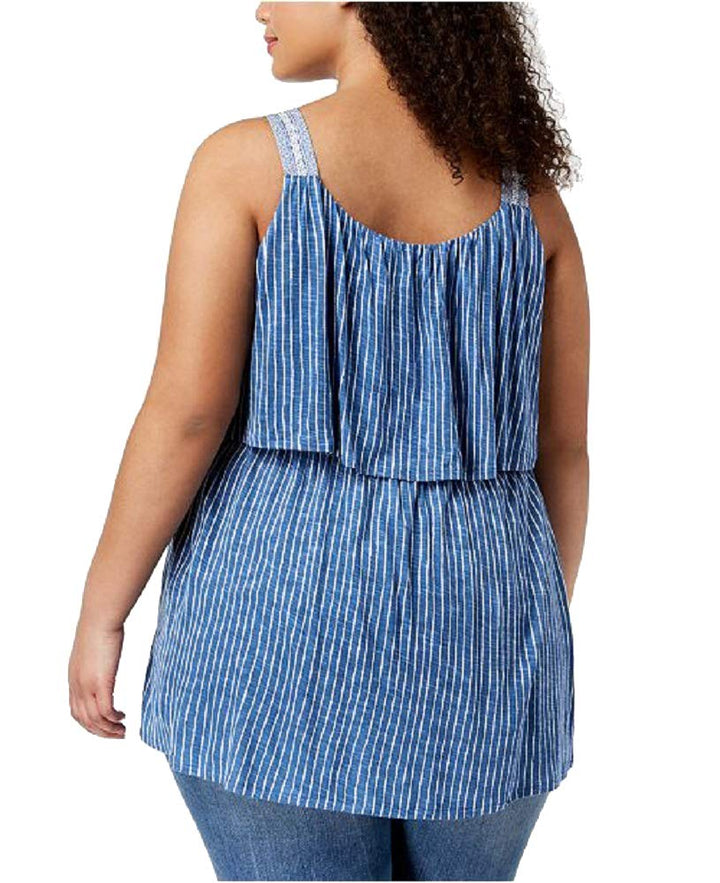 Style & Co Plus Size Printed Flounce Sleeveless Top