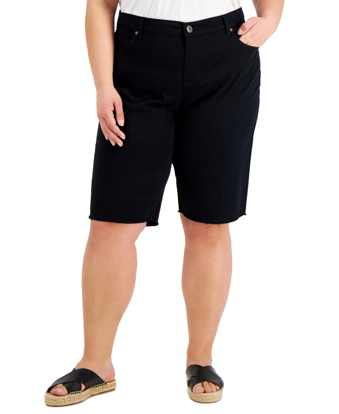 Style & Co Plus Size Raw Edge Denim Bermuda Shorts