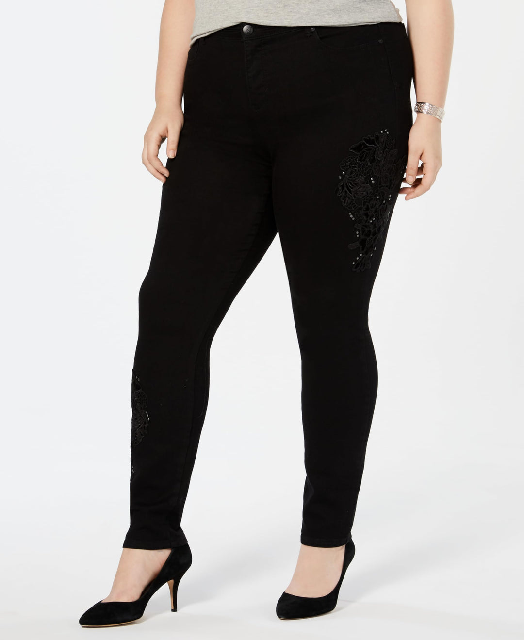 Style & Co Plus Size Cotton Embroidered Curvy Fit Skinny Jeans