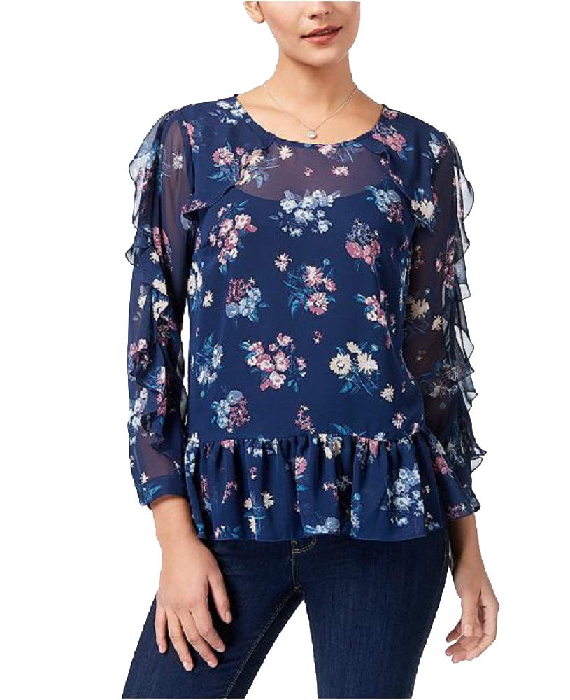 Style & Co Ruffled Sleeve Chiffon Top