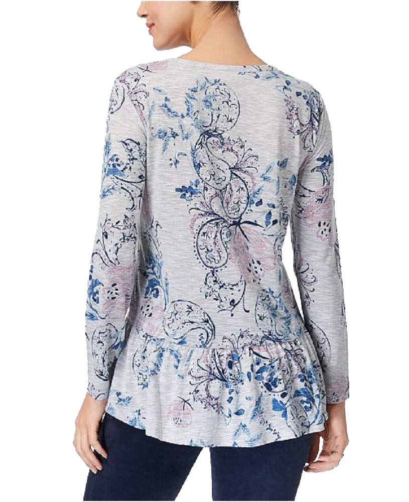Style & Co Printed Peplum Henley