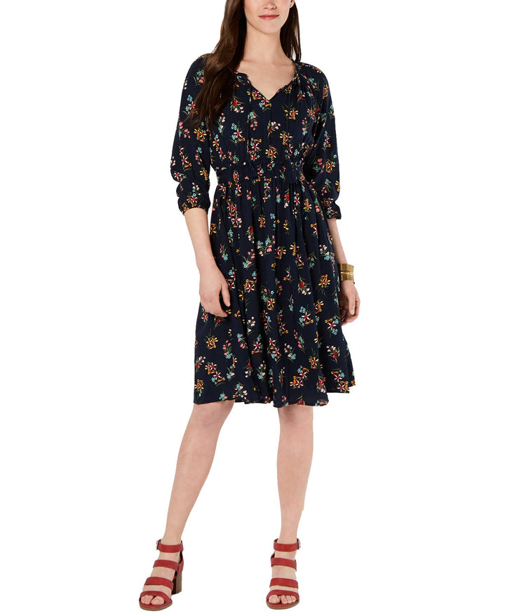 Style & Co Printed Tassel Tie Midi Dress