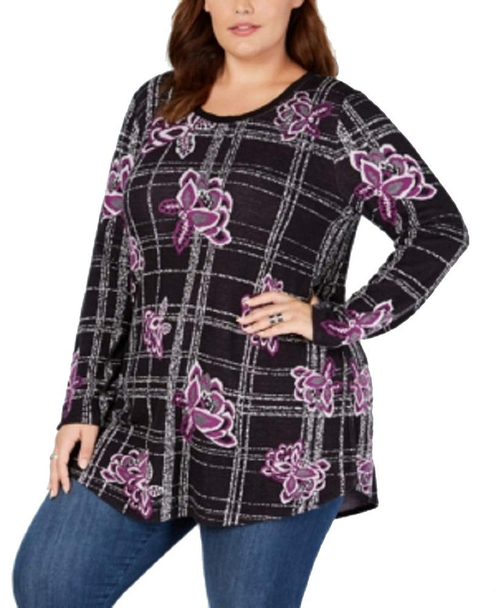 Style & Co Plus Size Floral Jacquard Sweater