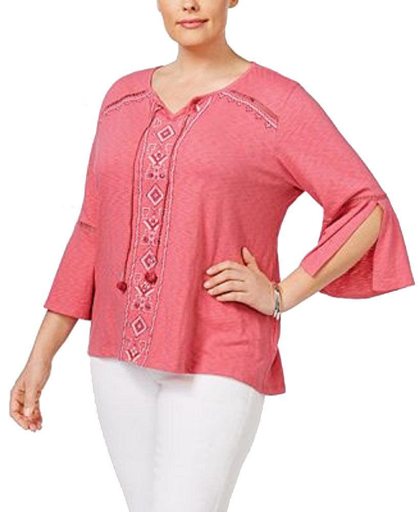 Style & Co Plus Size Embroidered Peasant Top