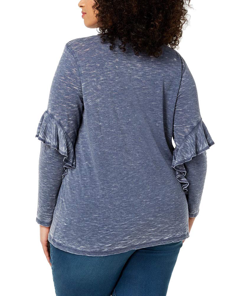 Style & Co Plus Size Burnout Ruffled Sleeve Top