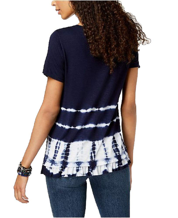 Style & Co Tie Dyed Ruffle T-Shirt