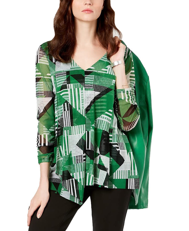 Alfani Petite Draped 3/4 Sleeve Top