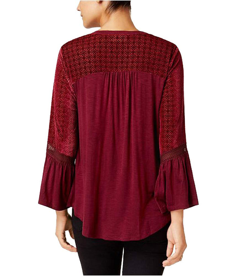 Style & Co Petite Velvet Trim Blouse
