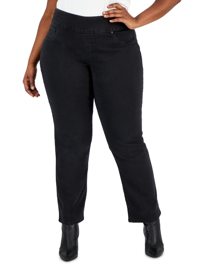 Style & Co Plus Size Mid Rise Pull On Straight Leg Jeans